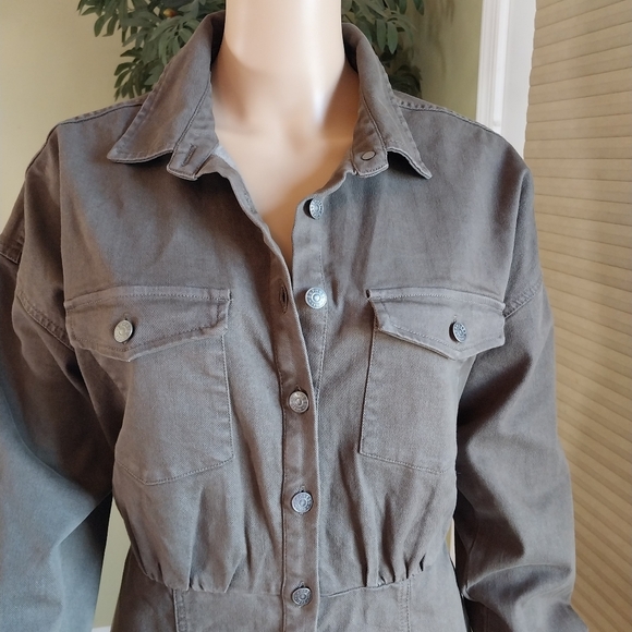 Express Denim Fitted Mini Shirt Dress, NEW, Size S - Picture 3 of 11